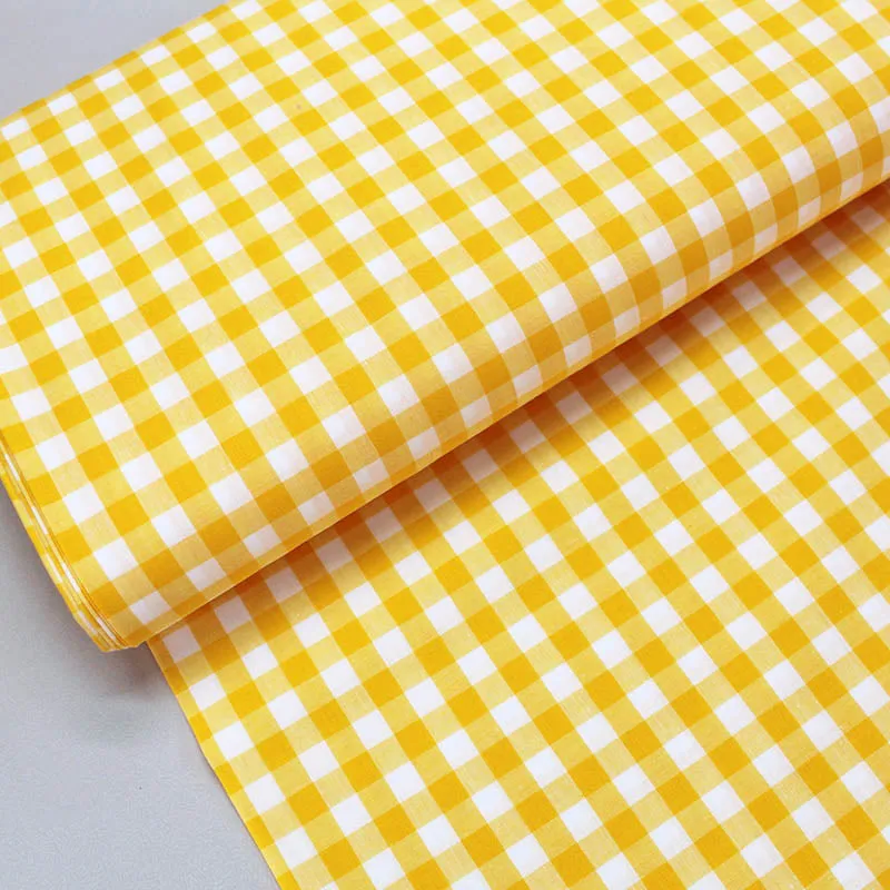 125CM REMNANT Dressmaking Cotton Gingham - Wide Width - Sunshine Yellow and White