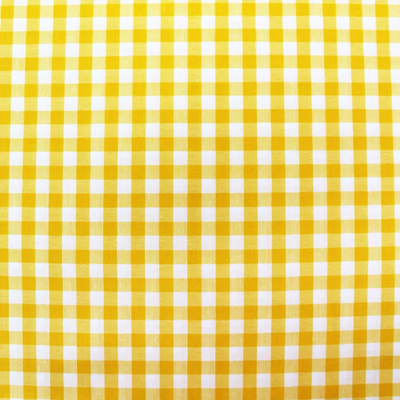 125CM REMNANT Dressmaking Cotton Gingham - Wide Width - Sunshine Yellow and White