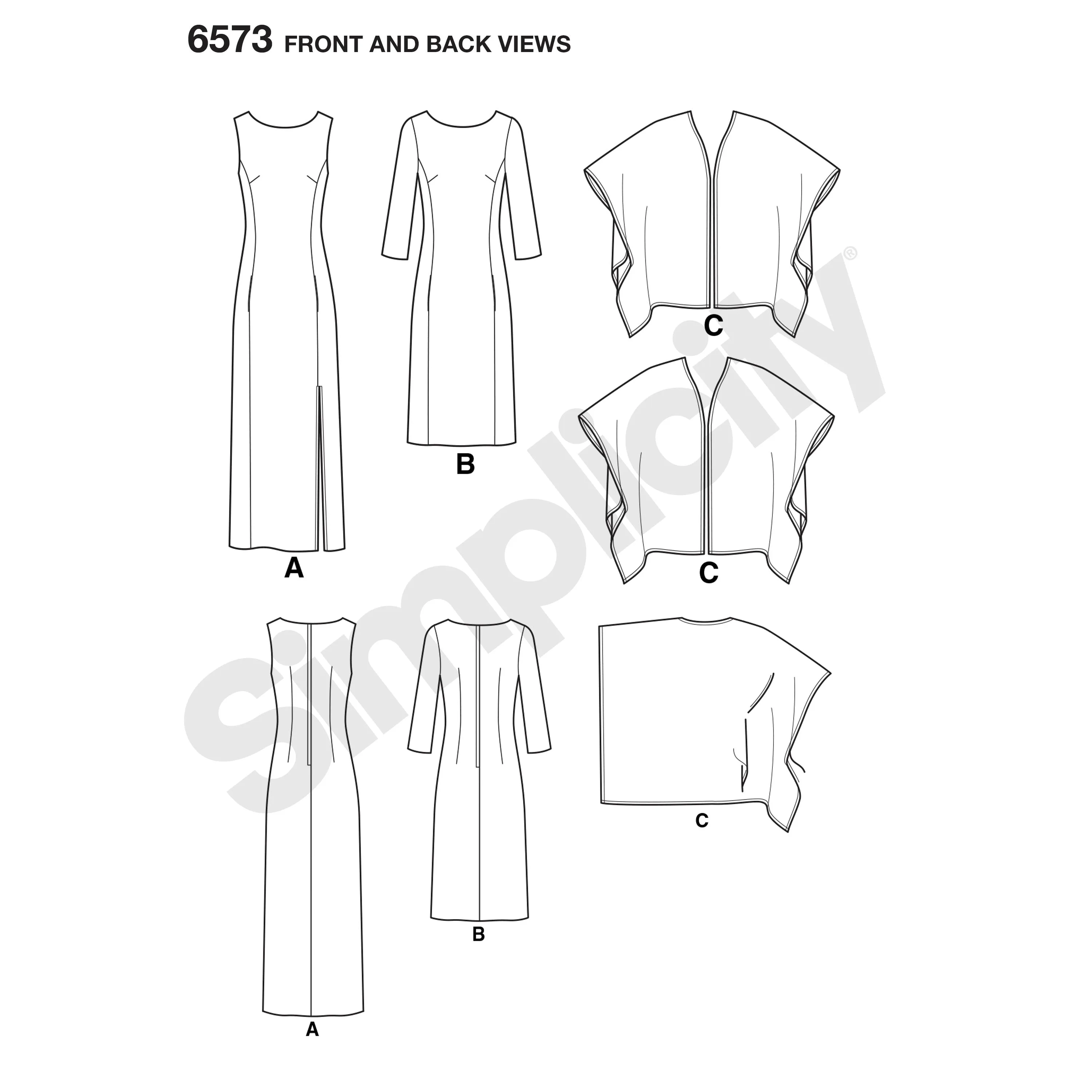 6573 New Look Pattern 6573 Misses' Dress and Wrap