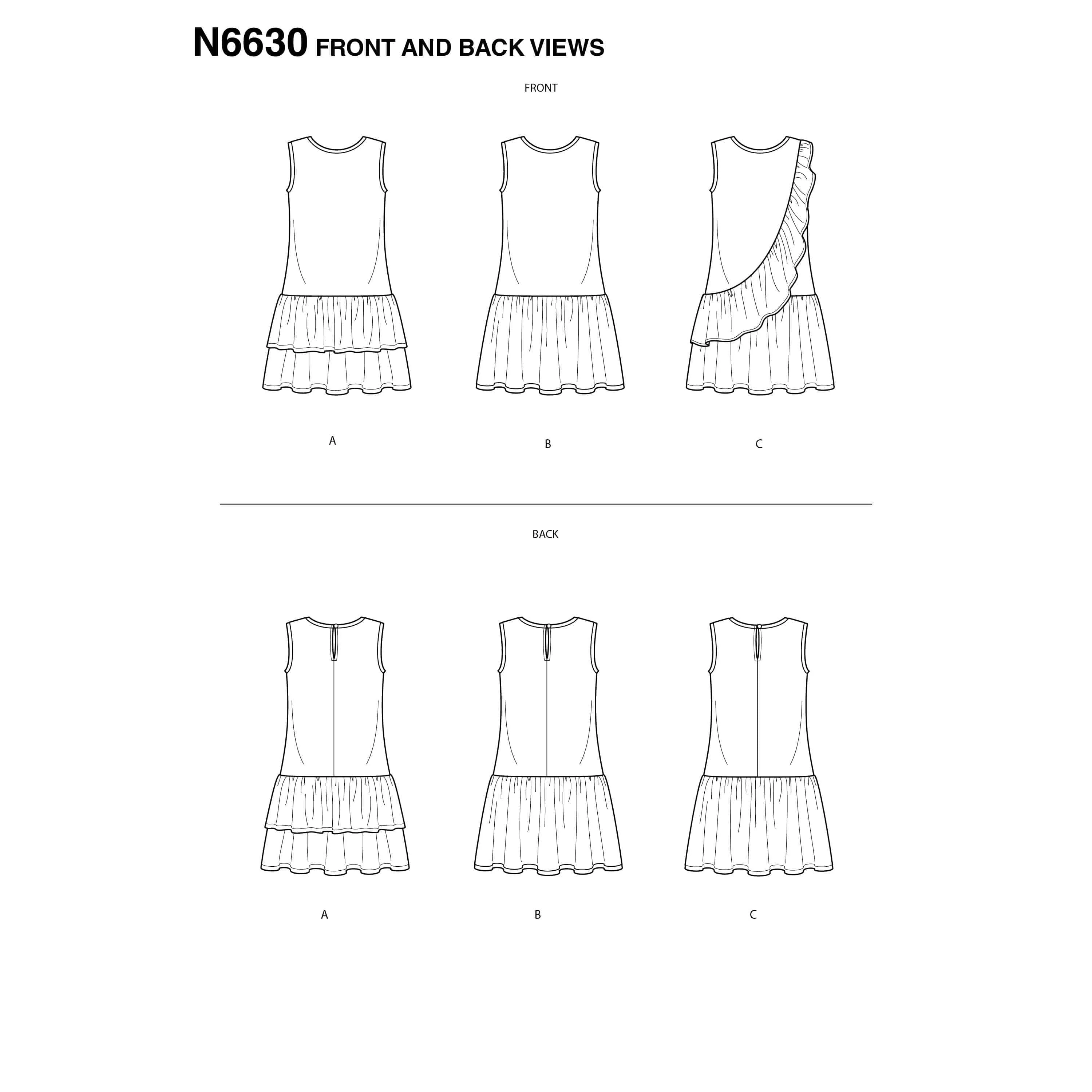 6630 New Look Sewing Pattern N6630 Children's And Girls' Dresses