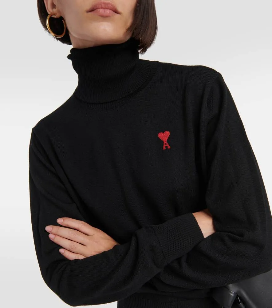 Ami De Cœur AMI PARIS wool turtleneck sweater, black