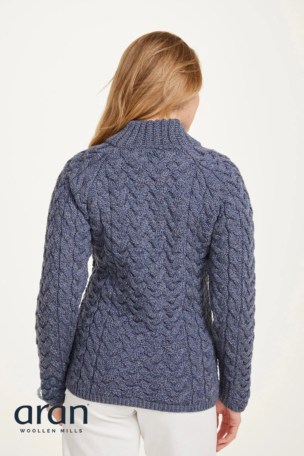 Aran Crew Neck Sweater | Denim