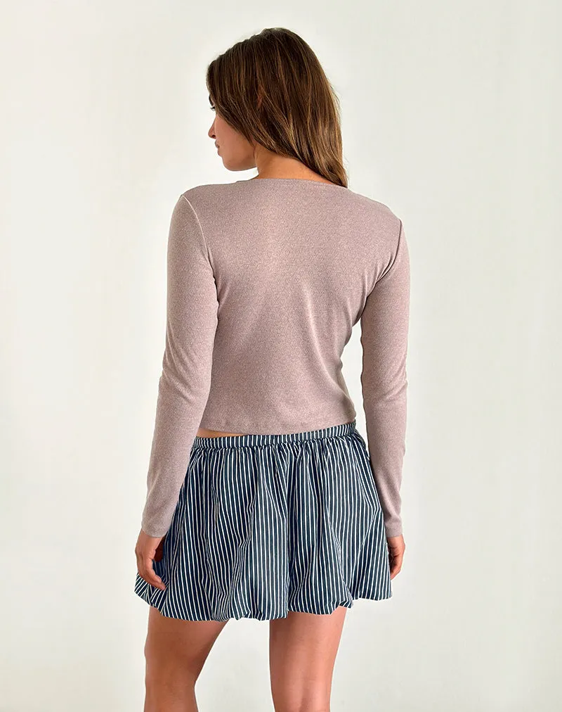 Arife Mini Skirt in Black and Grey Mono Stripe