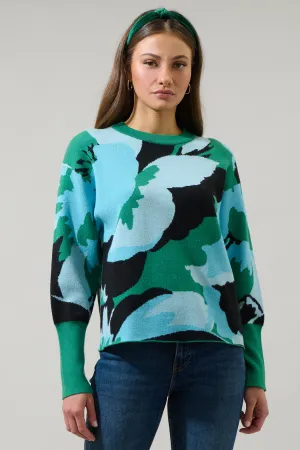 Asha Fresh Pick Floral Puff Sleeve Sweater