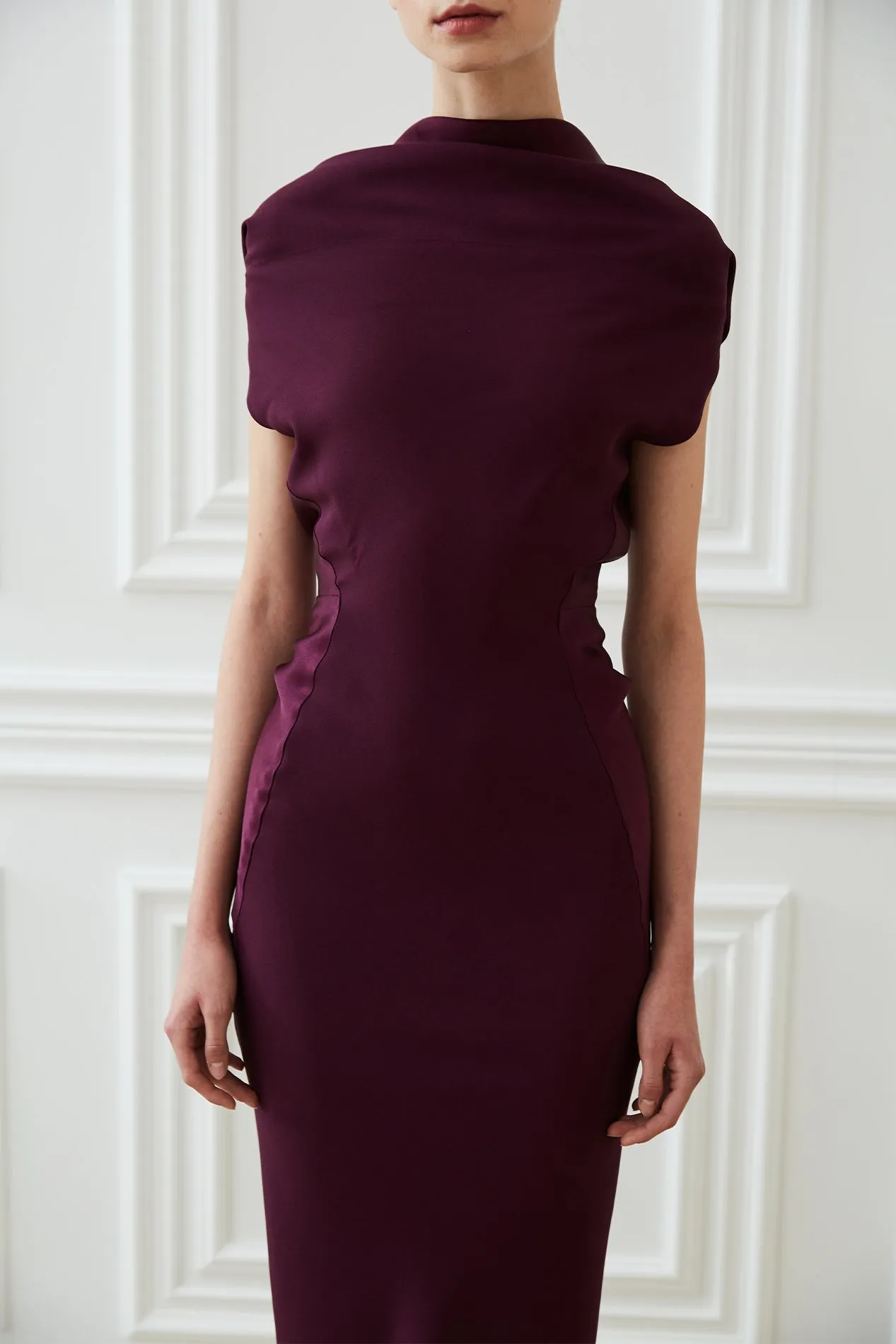 Astrid Open Back Dress In Plum