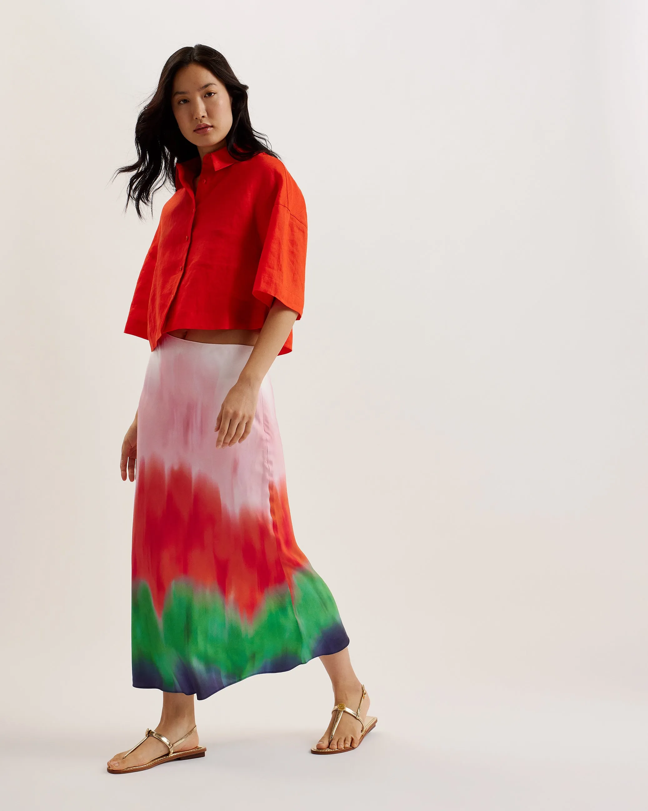 Atsuii Ombre Midi Skirt Multicol