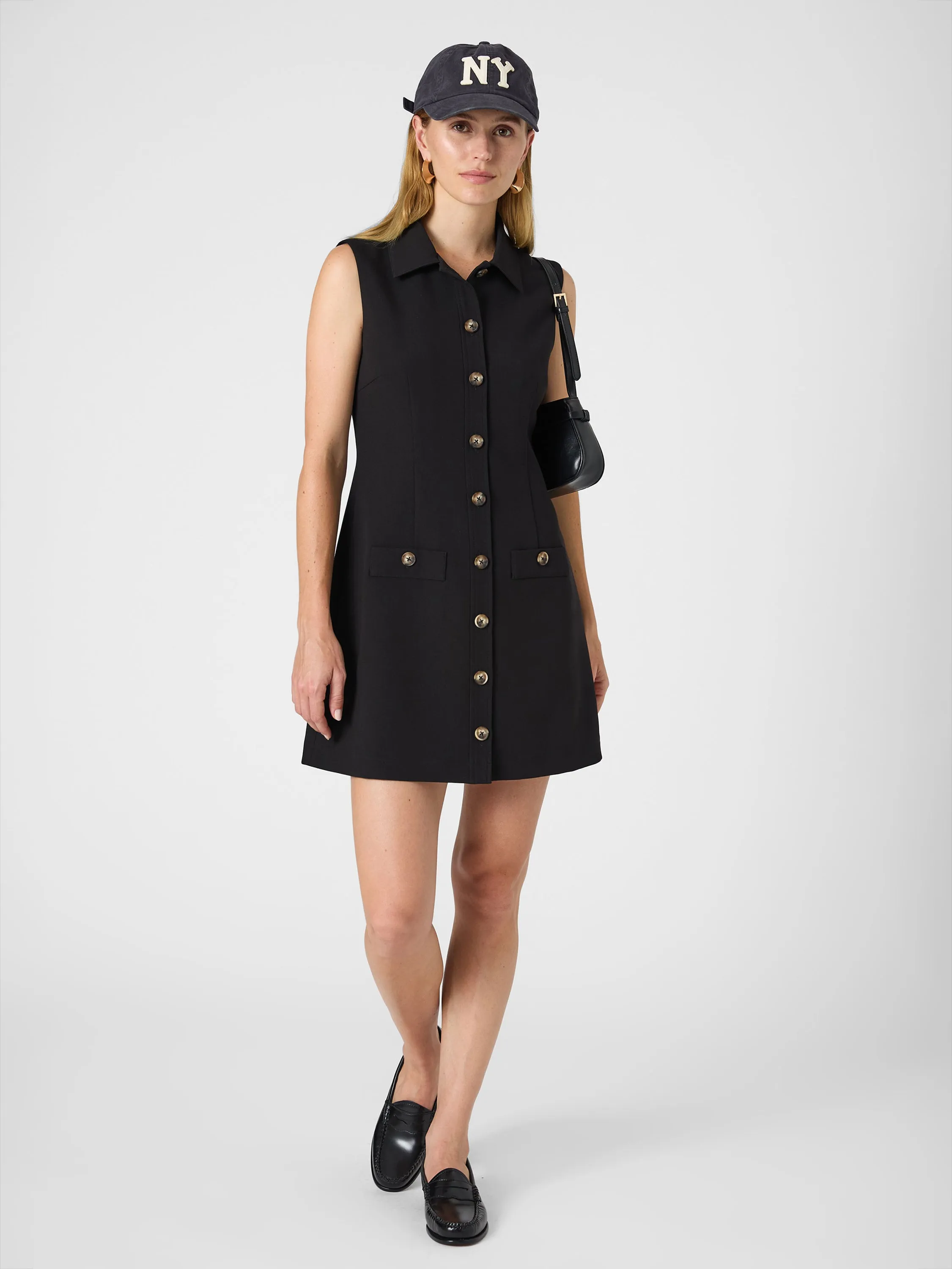 Azra Twill Sleeveless Button Down Dress