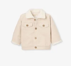 Baby Corduroy Jacket with Sherpa collar in wheat, 6-9 months