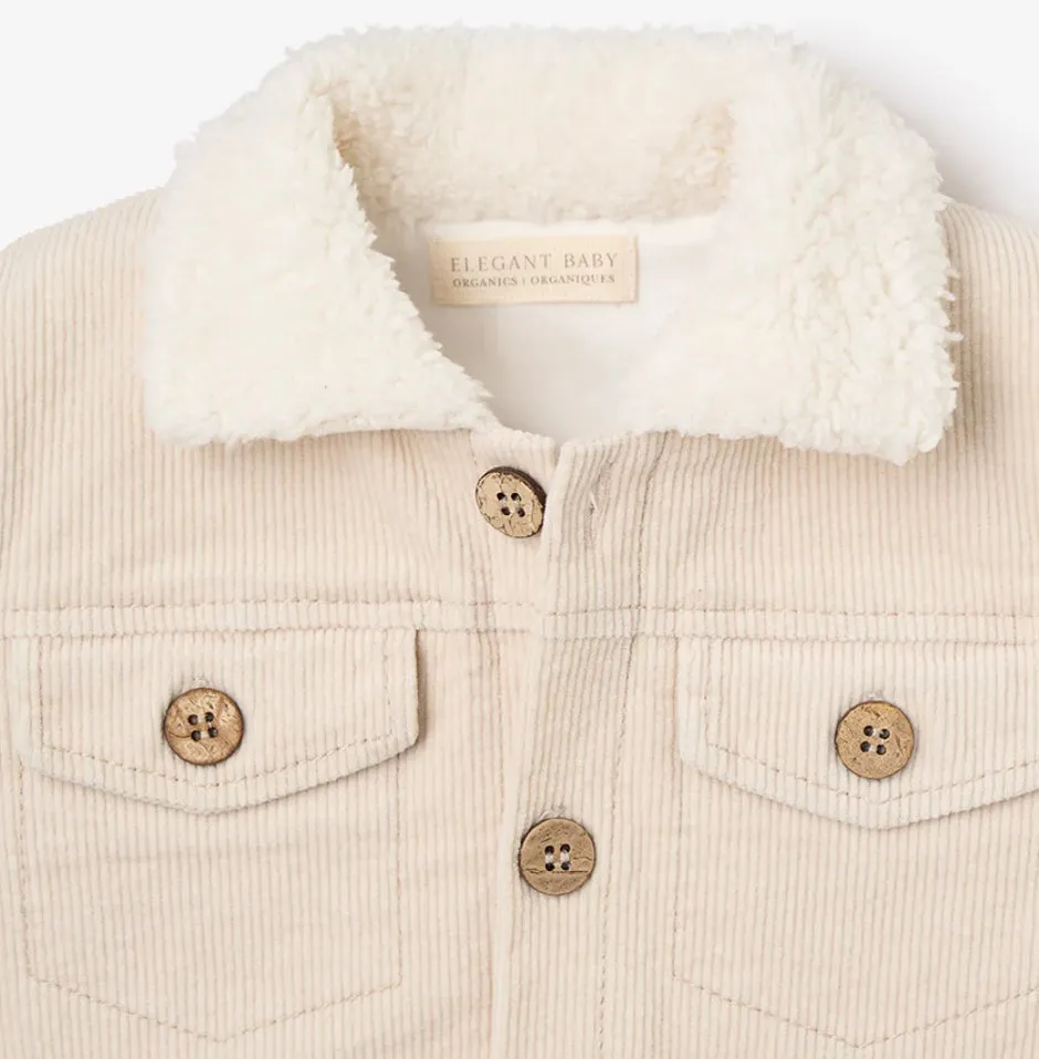 Baby Corduroy Jacket with Sherpa collar in wheat, 6-9 months