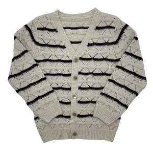 Best Frendz Ivory Textured Striped Cardigan