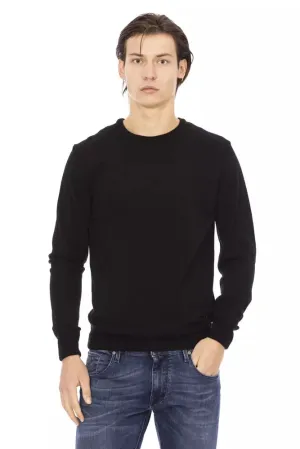 Black Fabric Men Sweater