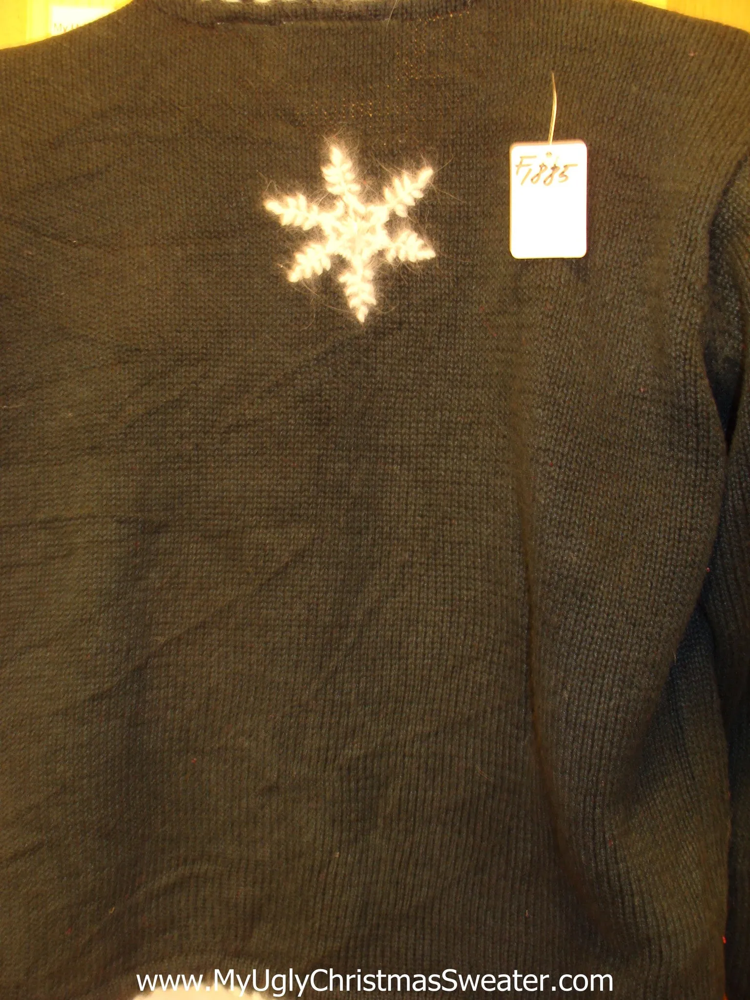 Black Funny Ugly Sweater with Furry Snowflakes