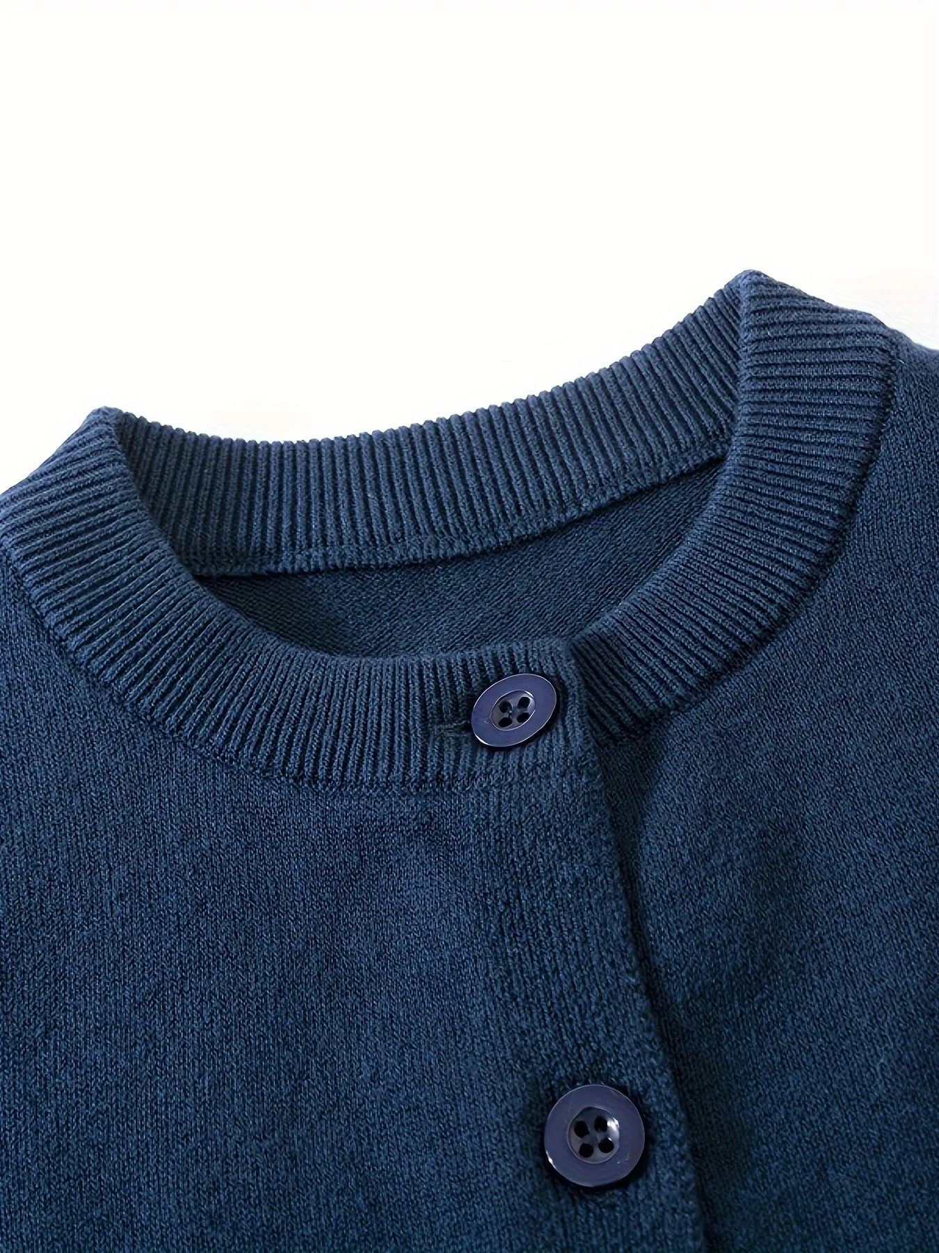 Boys Knit Cardigan, Preppy Style Long Sleeve Crew Neck Top For Fall/Winter