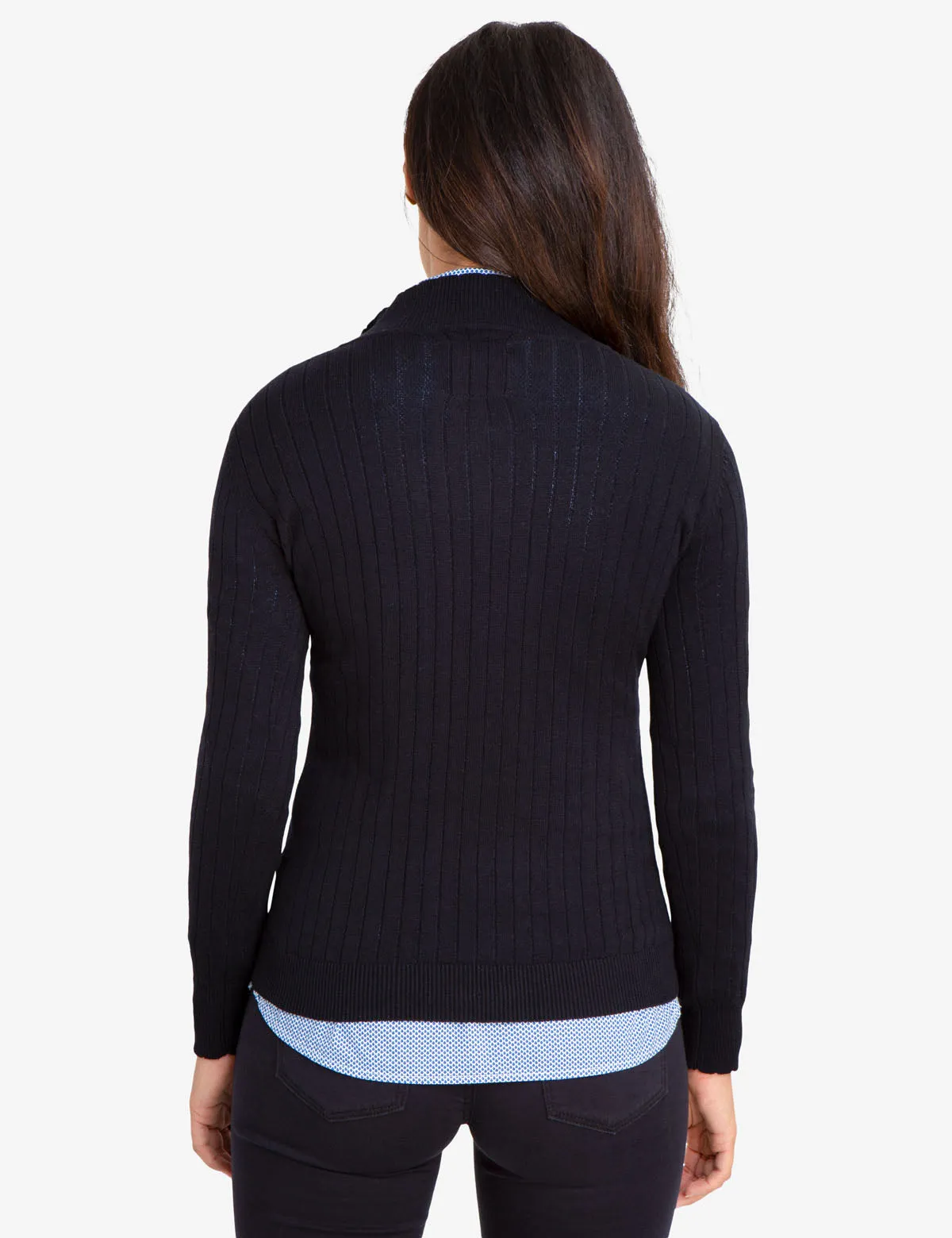 CABLE KNIT SWEATER WITH QUARTER ZIP