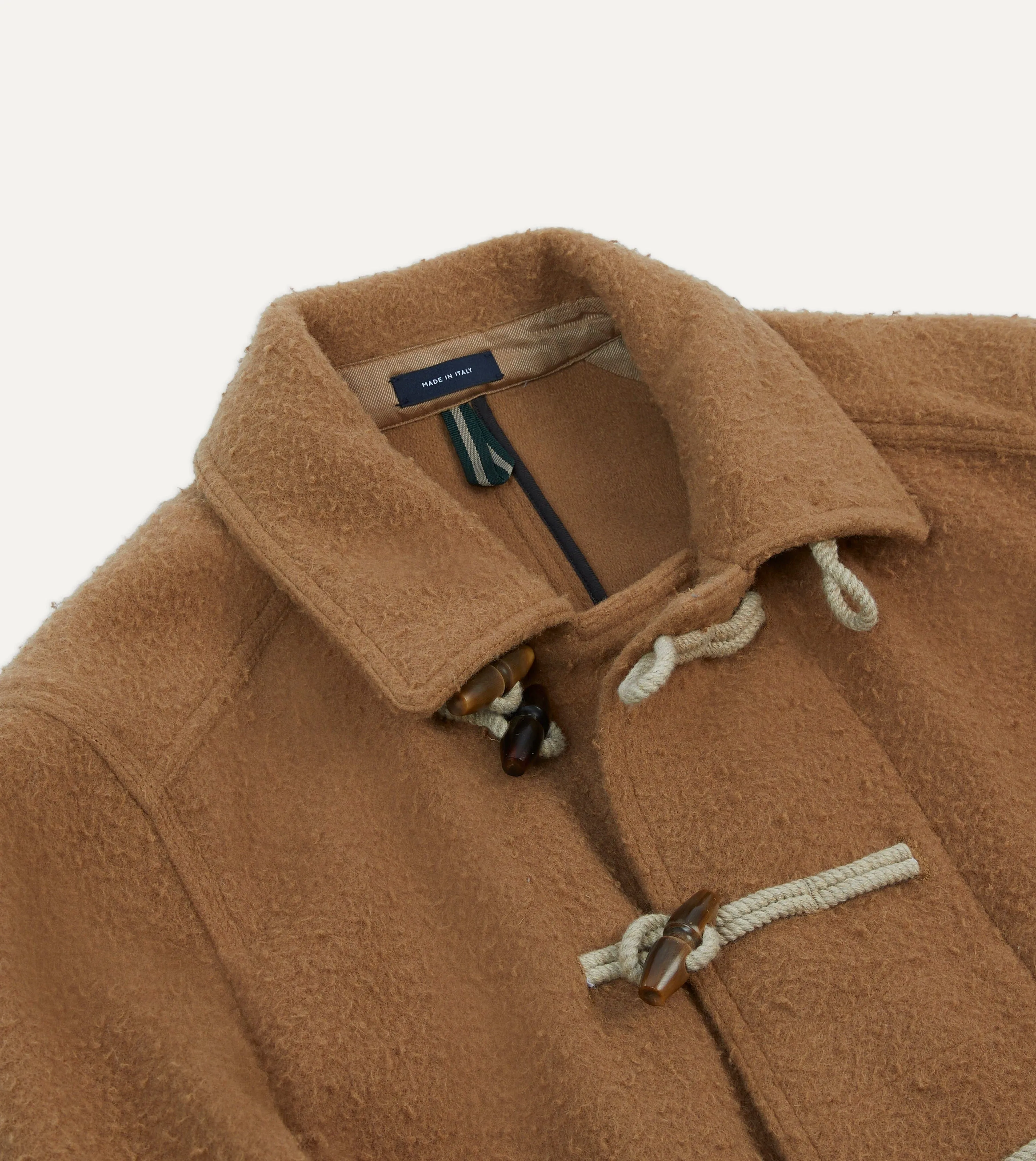 Camel Casentino Wool Short Duffle Coat