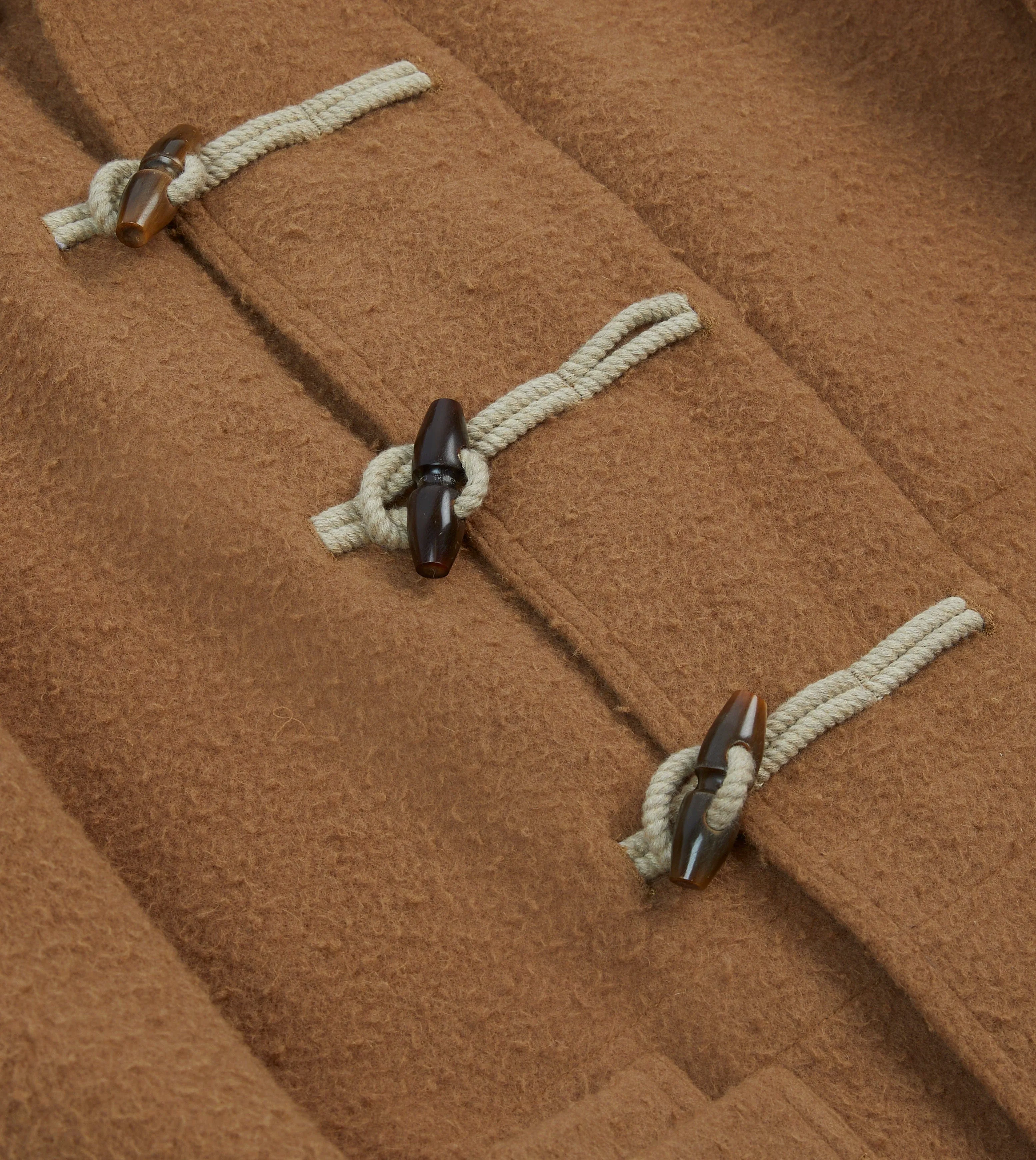 Camel Casentino Wool Short Duffle Coat