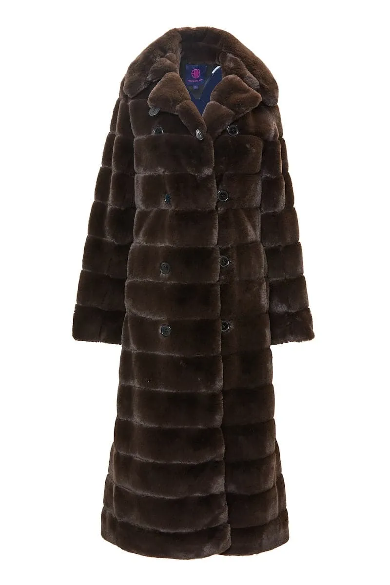 CATHERINE CHOCOLATE RAYÉ COAT