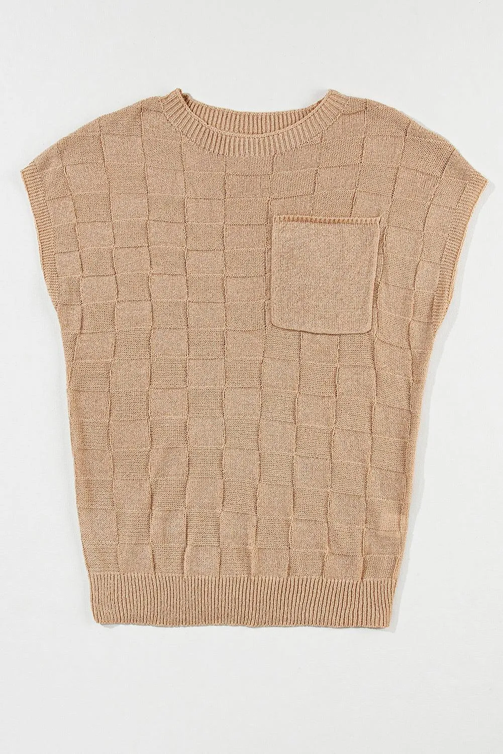 Checkers Textured Knit Short Sleeve Sweater