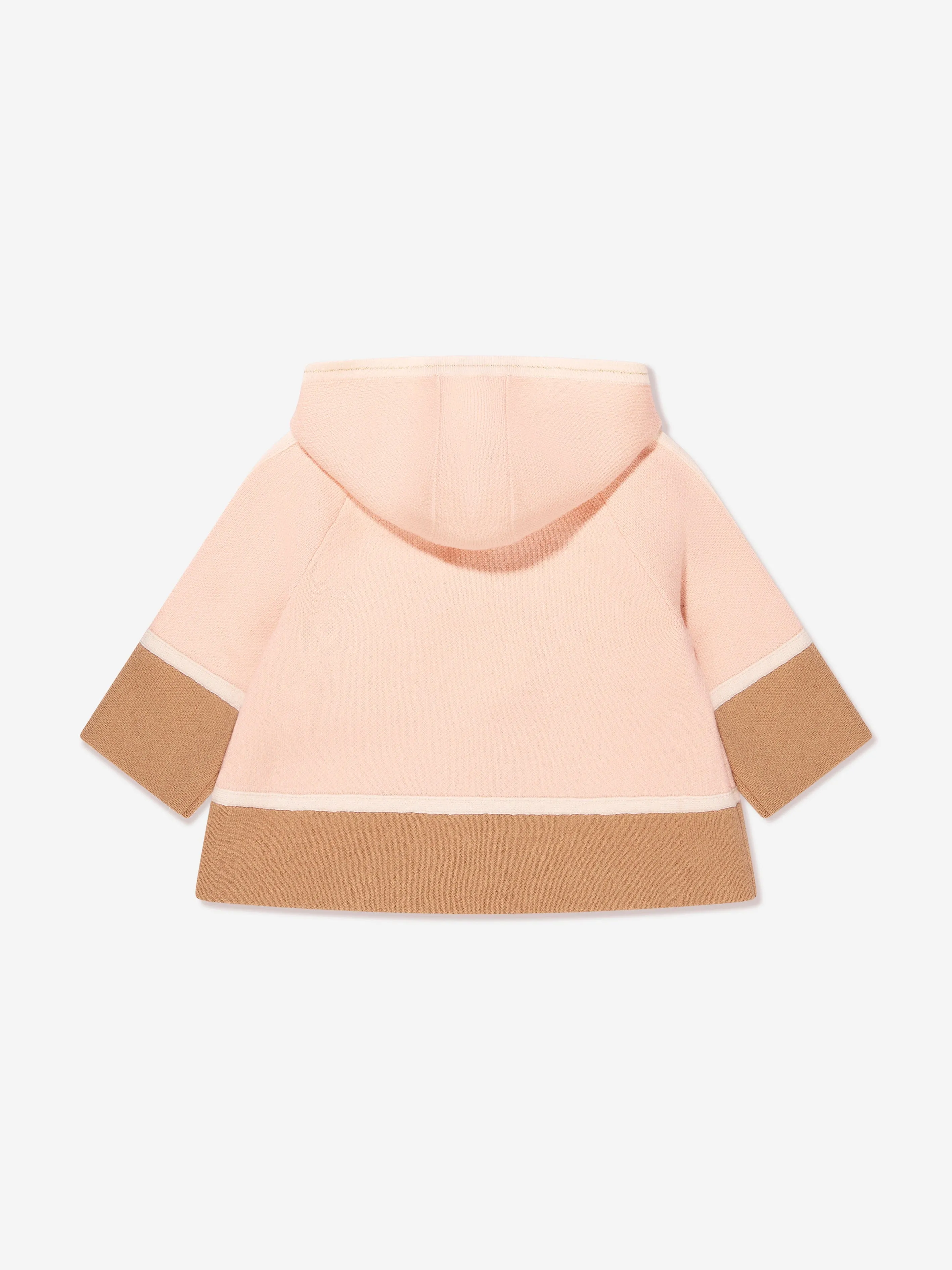 Chloé Baby Girls Two-Tone Knitted Coat in Pink