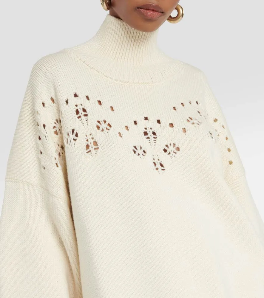 CHLOÉ wool pointel sweater, white