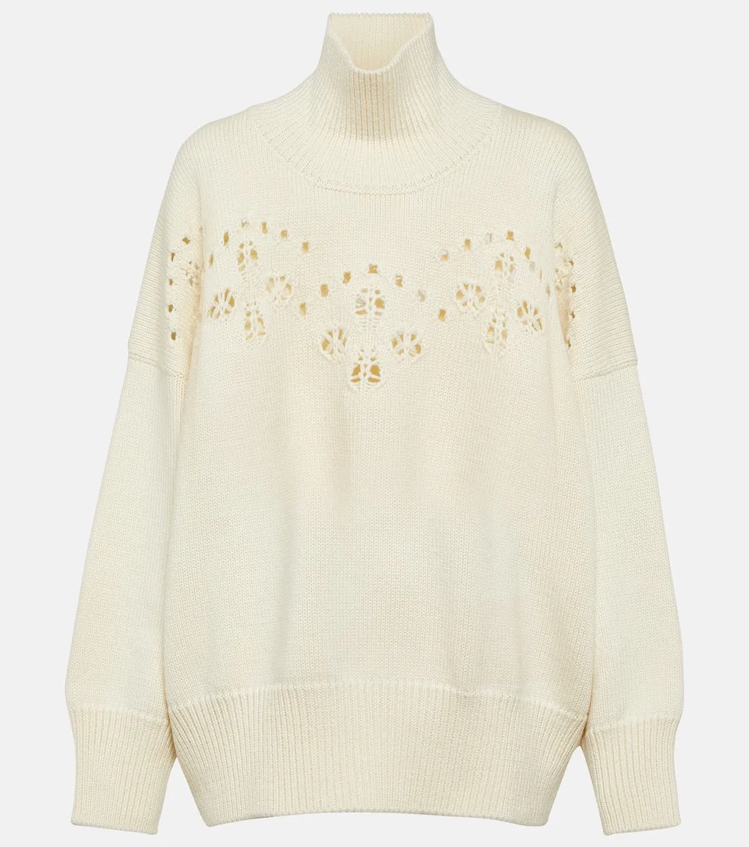 CHLOÉ wool pointel sweater, white