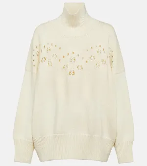 CHLOÉ wool pointel sweater, white