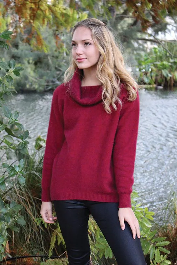 CURVED HEM COWL NECK JUMPER