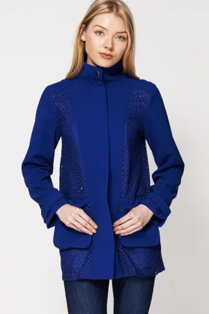 Cut Out Design Concealed Zip Jacket