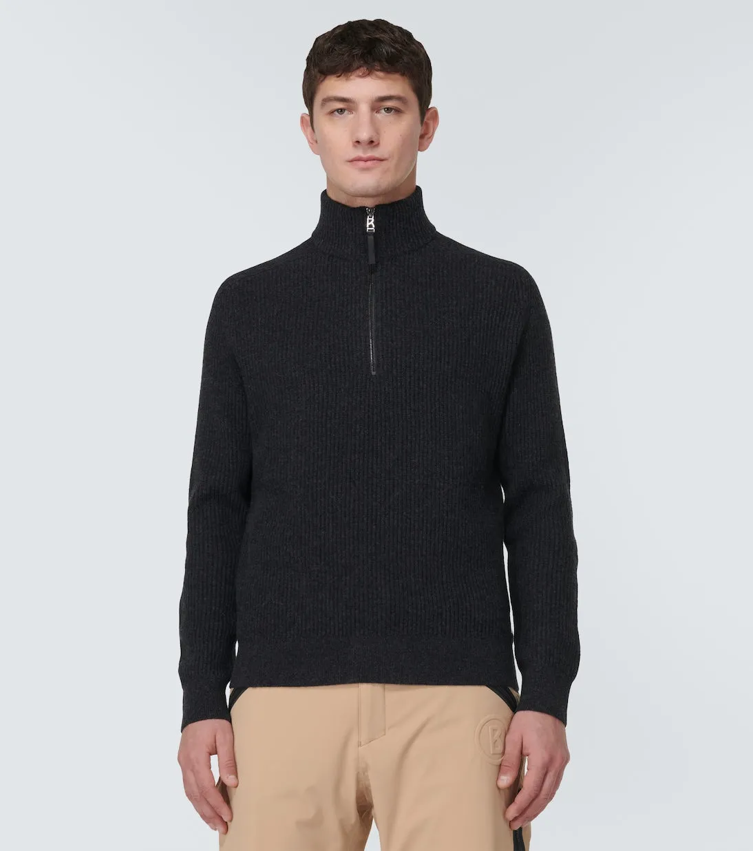 Darvin wool and cashmere sweater with half zip Bogner, black