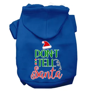 Don't Tell Santa Screen Print Dog Hoodie Blue S