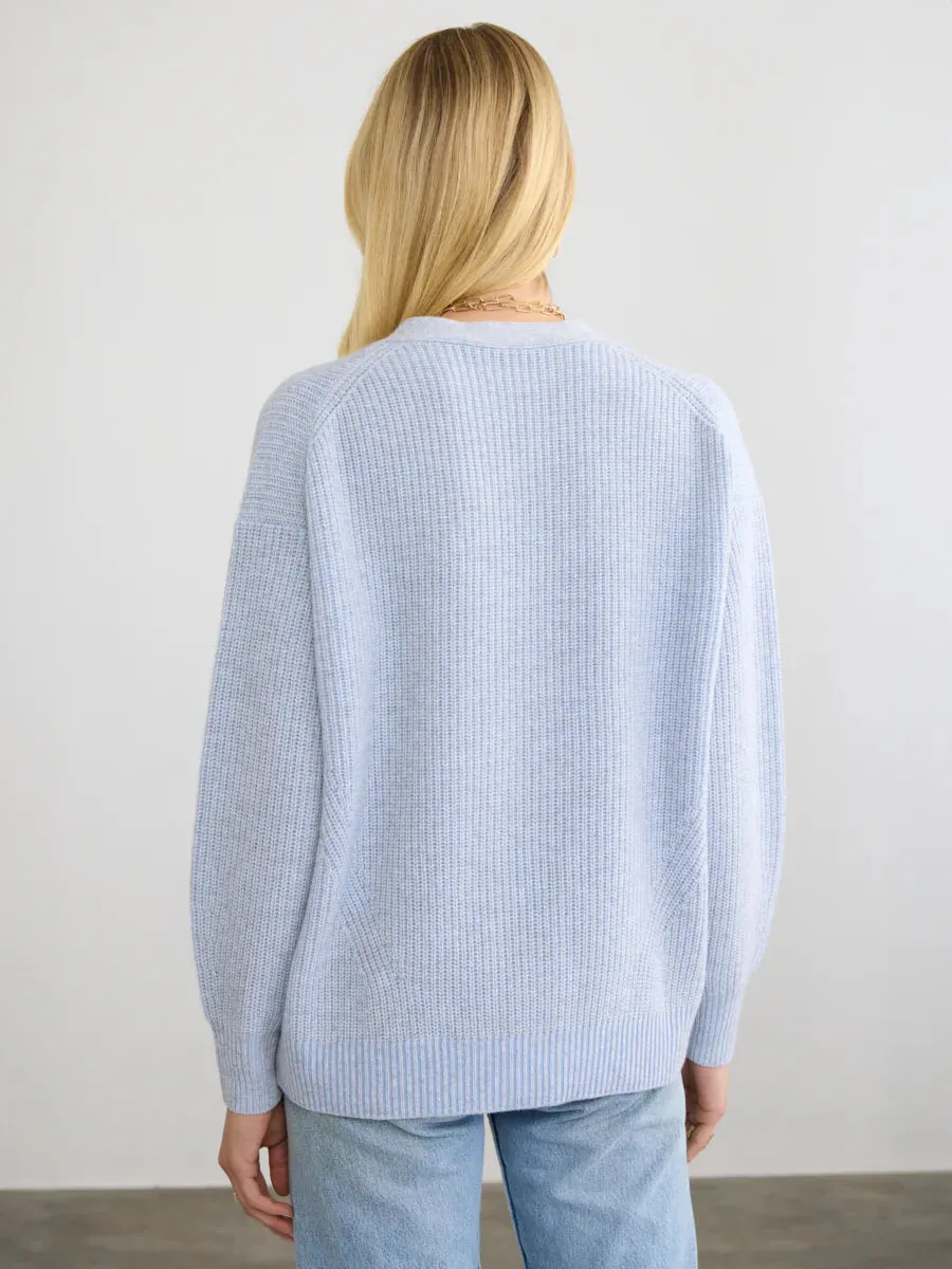 FAIRFAX Cashmere Cardigan in Fog/Riveria