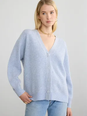 FAIRFAX Cashmere Cardigan in Fog/Riveria