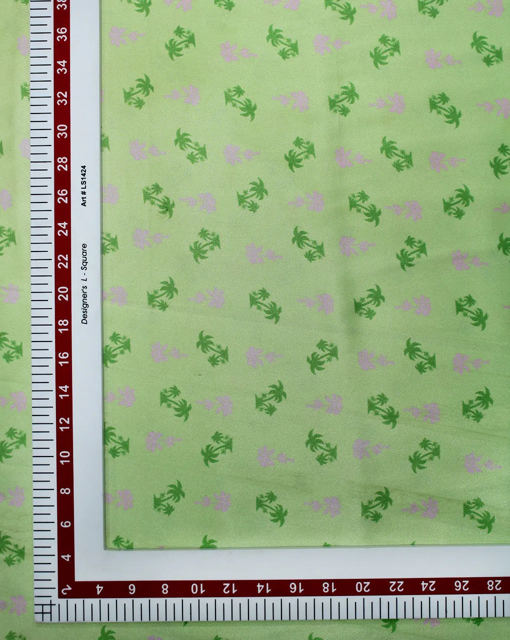 GREEN LEAF DESIGN POLYESTER SATIN PRINTED FABRIC