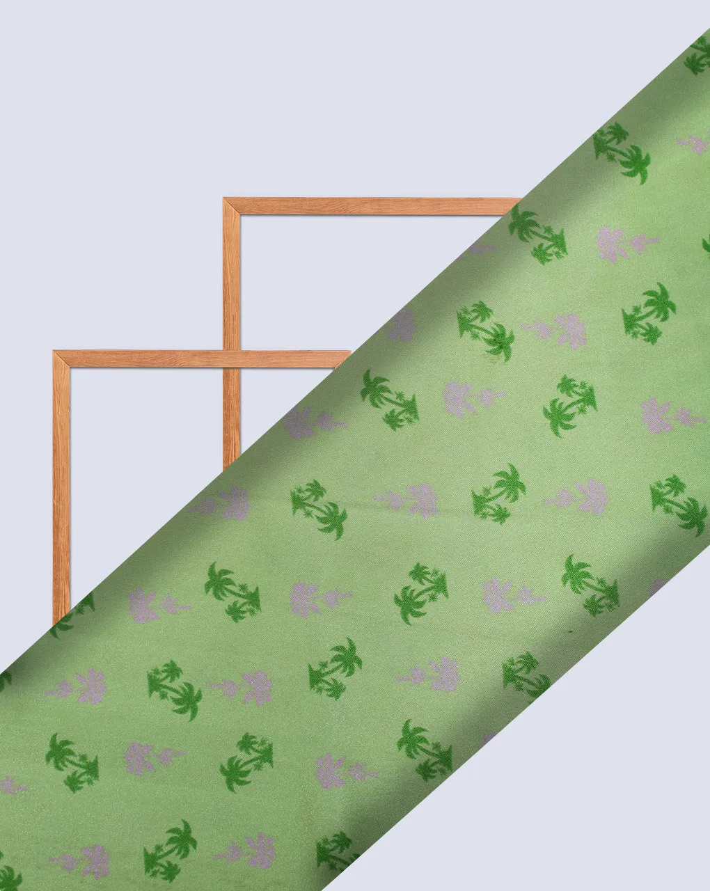 GREEN LEAF DESIGN POLYESTER SATIN PRINTED FABRIC