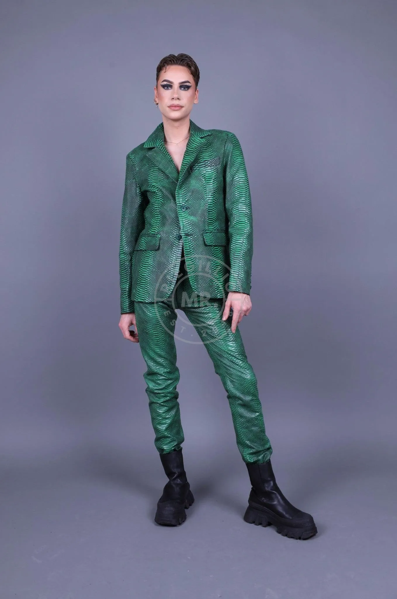 Green Leather Snake Blazer