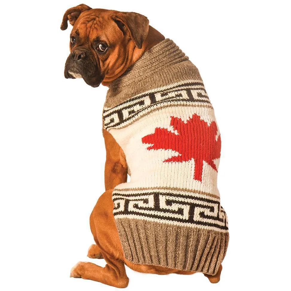 Grey Maple Leaf Dog Sweater