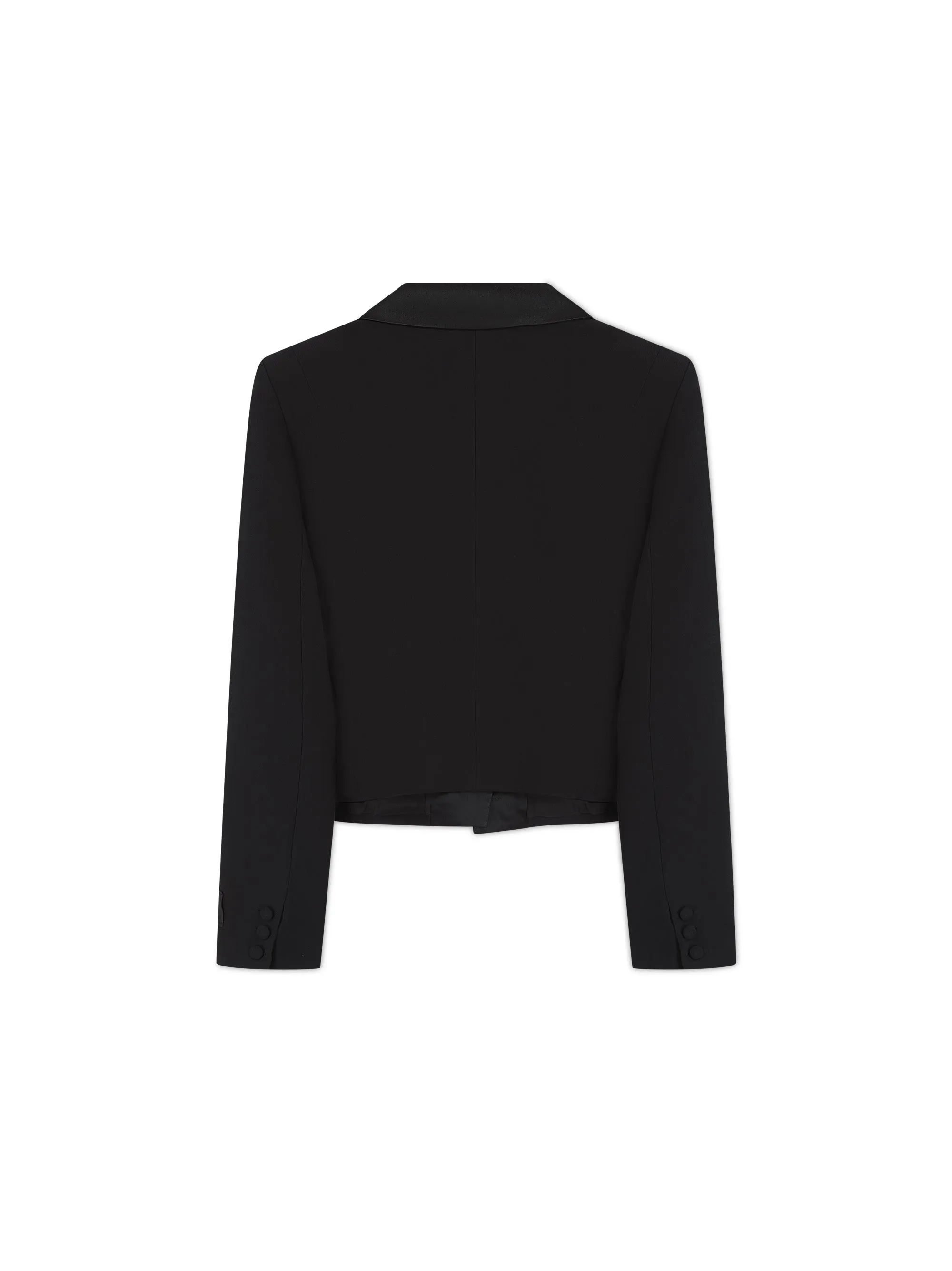 'HARLOW' CROPPED TUXEDO BLAZER BLACK