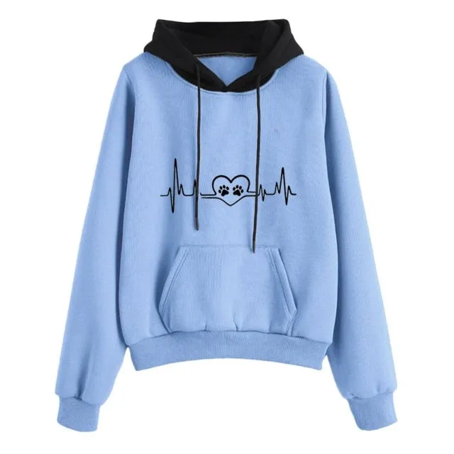 Hoodie Sweatshirts Women Fashion Long Sleeve Electrocar Diogram Print