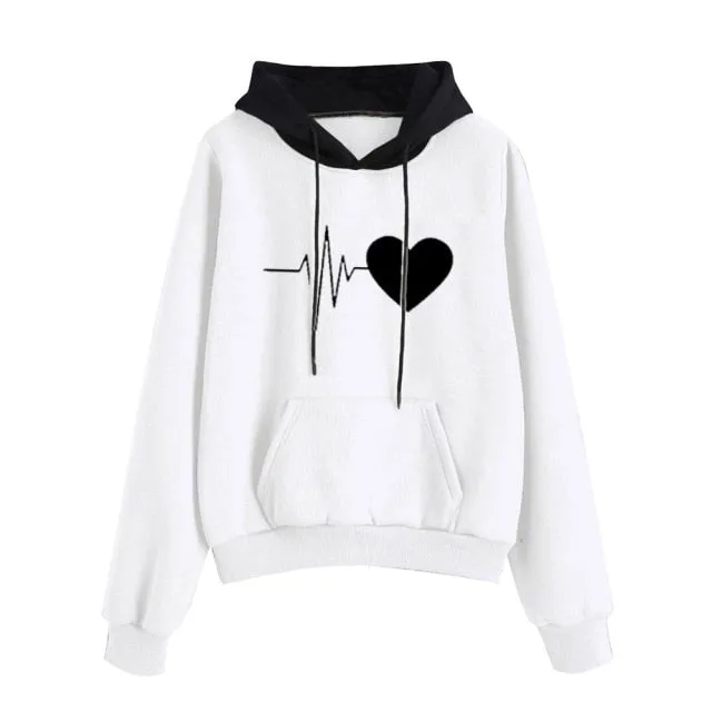 Hoodie Sweatshirts Women Fashion Long Sleeve Electrocar Diogram Print