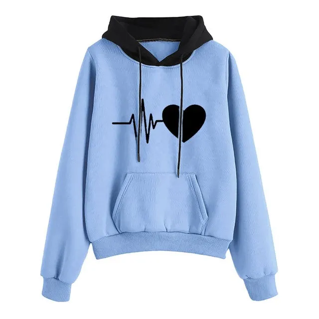 Hoodie Sweatshirts Women Fashion Long Sleeve Electrocar Diogram Print