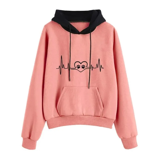 Hoodie Sweatshirts Women Fashion Long Sleeve Electrocar Diogram Print