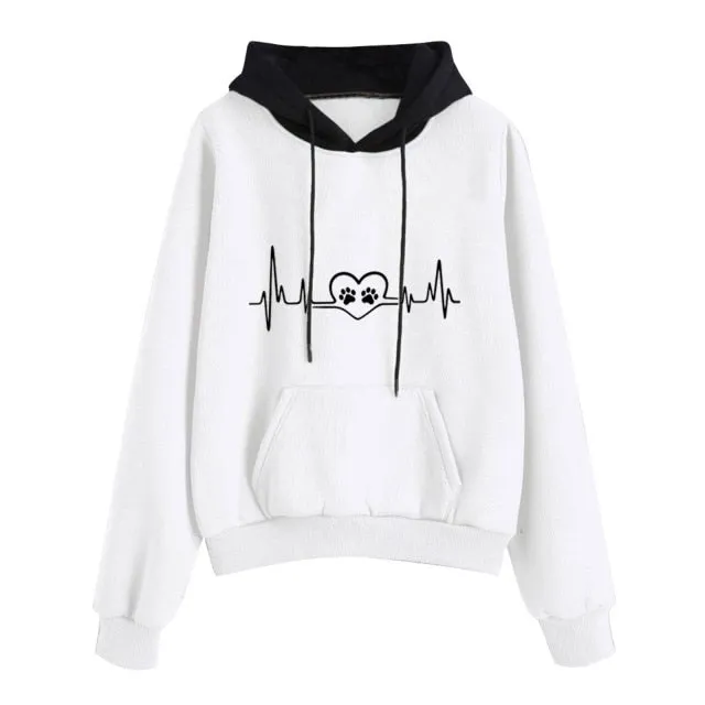 Hoodie Sweatshirts Women Fashion Long Sleeve Electrocar Diogram Print