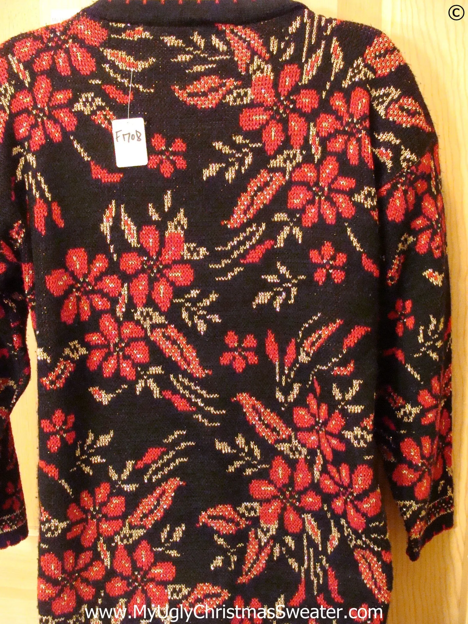 Horrible 80s 2sided Poinsettia Tacky Christmas Sweater