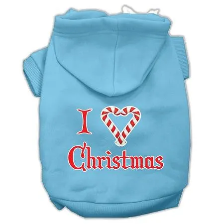 I Heart Christmas Screen Print Pet Hoodies Baby Blue Size Sm (10)