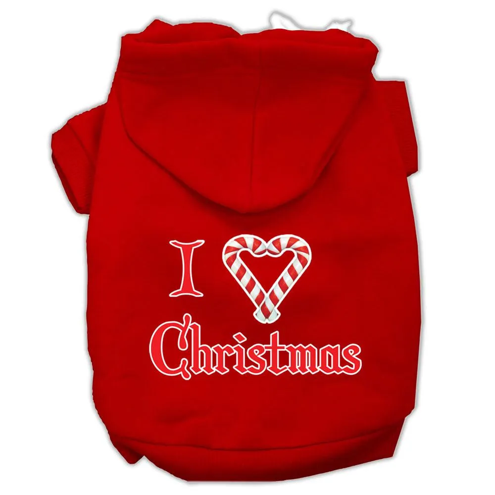 I Heart Christmas Screen Print Pet Hoodies Red Size Sm (10)