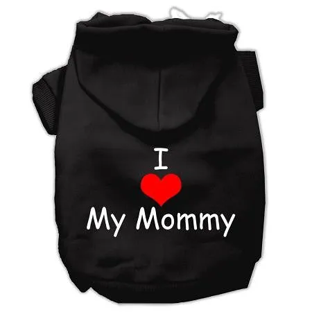 I Love My Mommy Screen Print Pet Hoodies Black Size Sm (10)