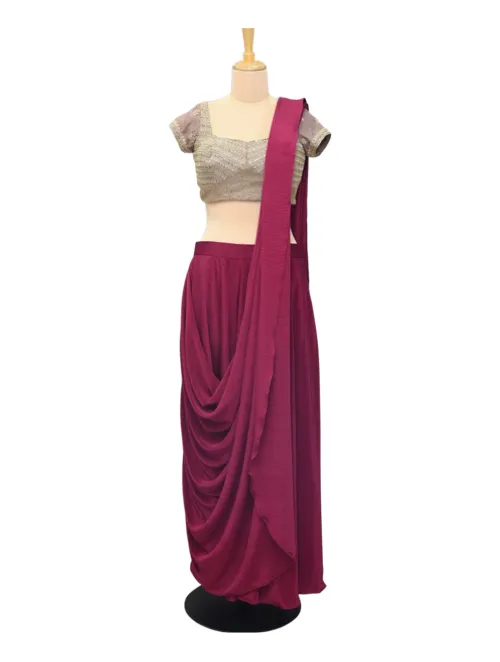 Imported Fabric Drape Saree with Hand Embroidery