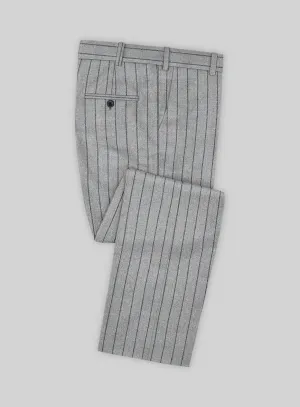 Italian Gray Stripe Cashmere Wool Pants