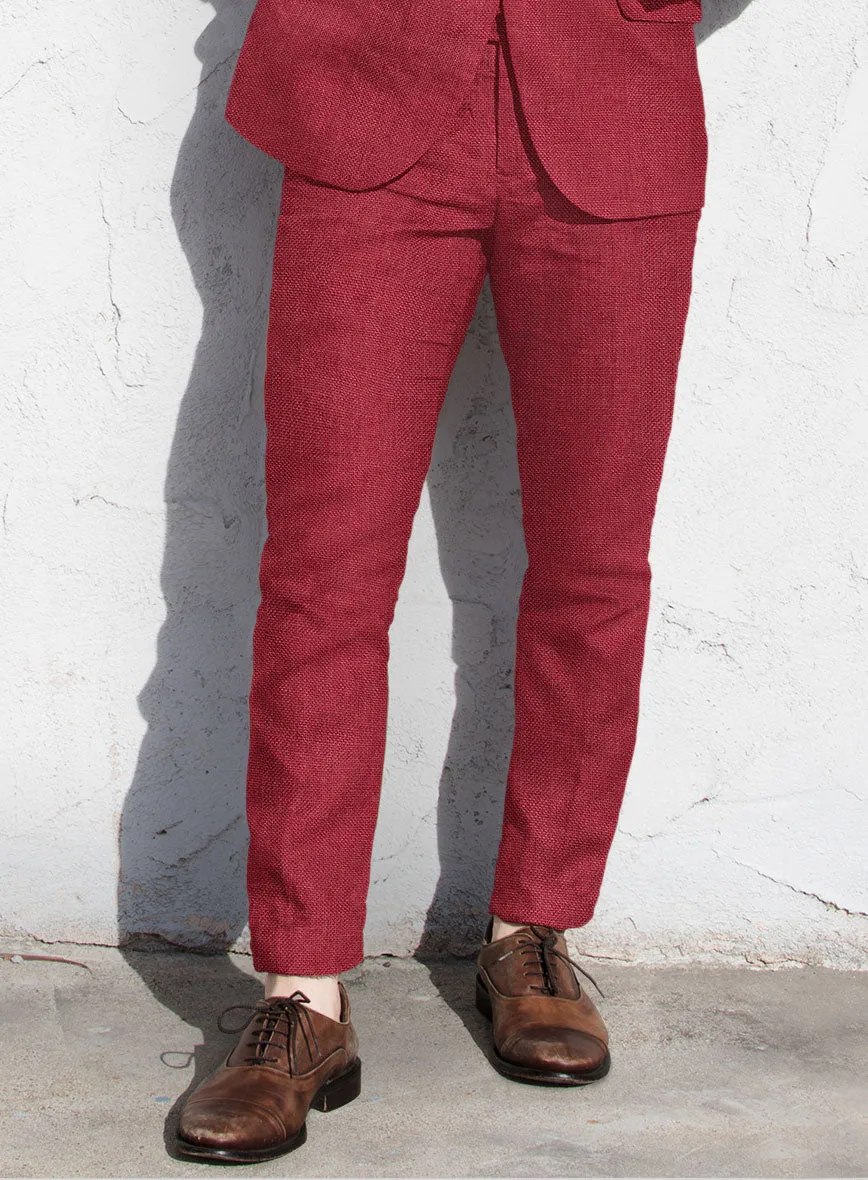 Italian Prato Red Dobby Linen Pants