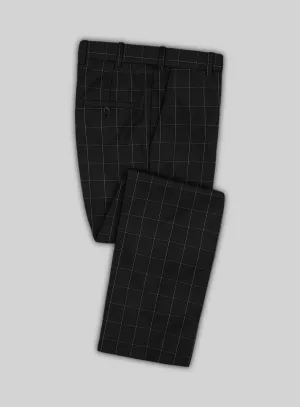 Italian Zergi Black Windowpane Flannel Pants